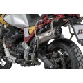 QD Exhaust Tri-Cone Slip-on Exhaust and Cat Delete for Moto Guzzi V85 TT
